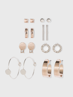 Zinc Stud Earring Set 8pc - A New Day™ Rose Gold/silver