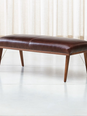 Cavett Leather Wood Frame Bench