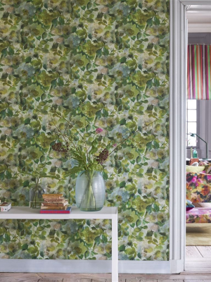 Surimono Wallpaper In Moss From The Zardozi Collection By Designers Guild