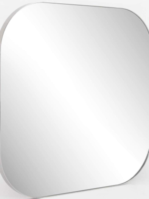 Bellvue Large Square Mirror, Shiny Steel
