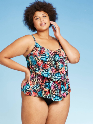 Women's Plus Size Tiered Tankini Top - Aqua Green®