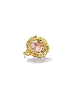 Wonderland Pink Opal Bird Nest Ring