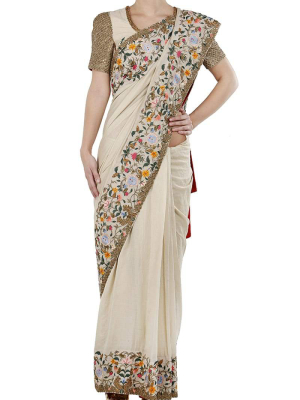 Embroidereed Saree & Blouse Set