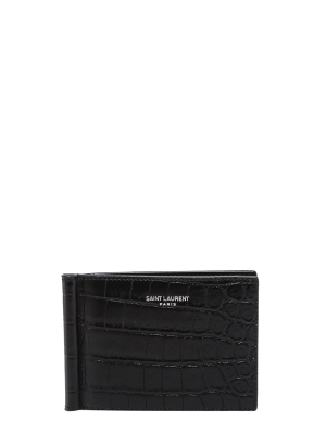 Saint Laurent Embossed Bill Clip Wallet