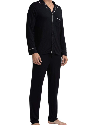 Eberjey Men's William Long Pajama Set - Black