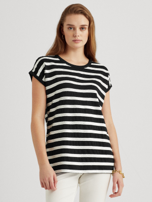 Sequin-stripe Cotton-modal Tee