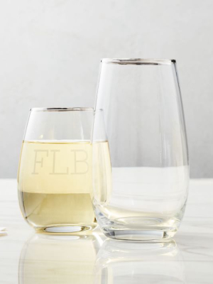 Metallic Rimmed Glassware - Platinum