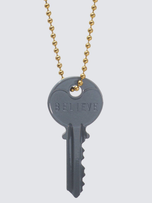 Stormy Gray Ball Chain Key Necklace