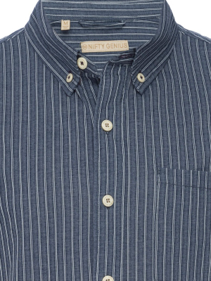 Truman Short Sleeve Button Collar Banker Stripe