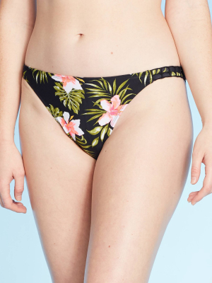 Juniors' Crochet Trim Hipster Bikini Bottom - Xhilaration™ Black Floral