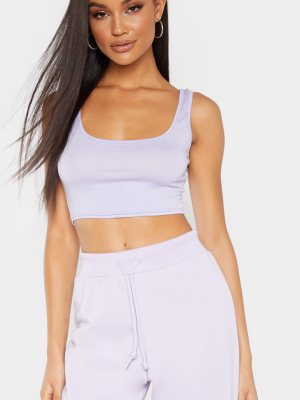 Lilac Basic Scoop Neck Crop Top