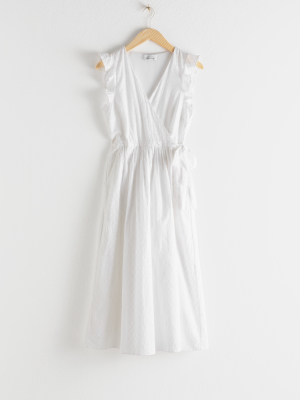 Ruffled Cotton Dobby Midi Dress