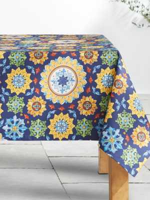 Sicilian Mosaic Oilcloth Outdoor Tablecloth