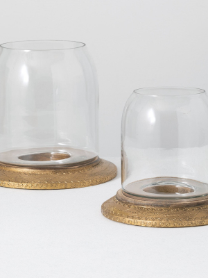 Sullivans Set Of 2 Hurricane And Pillar Candle Holder 11"h & 9"h Gold