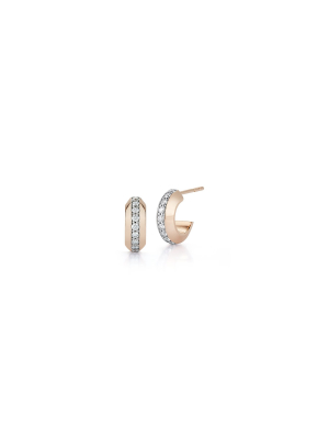 Grant 18k Rose Gold And Diamond Knife Edge Huggie Earrings