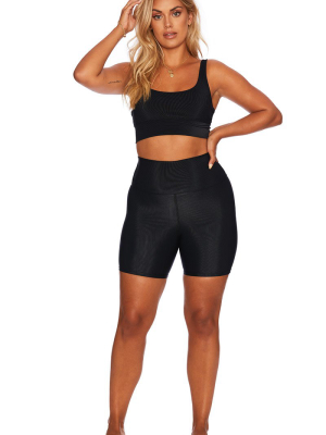 Ribbed Bike Short Black