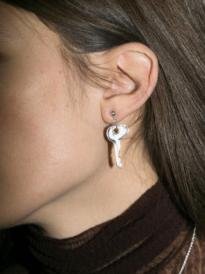 Silver Key Earrings