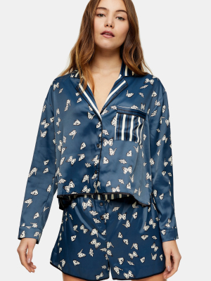 Navy Butterfly Print Pajama Set