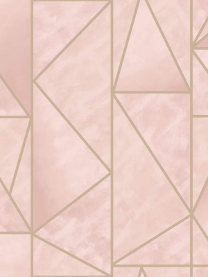 Bohemian Metallic Triangles Wallpaper In Pink And Gold By Walls Republic