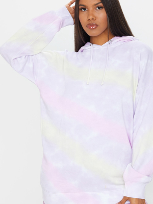 Multi Tie Dye Long Sleeve Oversized Hoodie