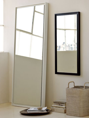 Floating Wood Floor Mirror - White Lacquer