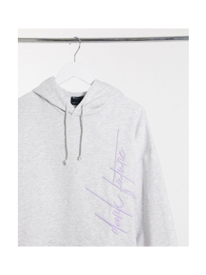 Asos Dark Future Coordinating Sweatshirt In White Heather With Lilac Embroidery