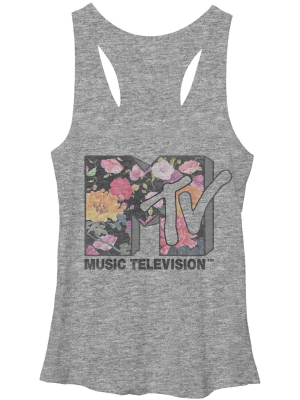 Women's Mtv Floral Logo Racerback Tank Top