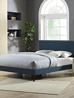 Lyka King Fabric Platform Bed With Round Tapered Legs