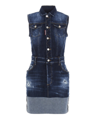 Dsquared2 Distressed Mini Denim Dress