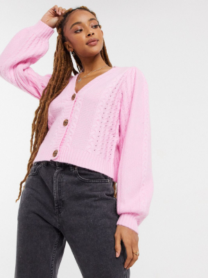 Miss Selfridge Cable Cardigan In Pink