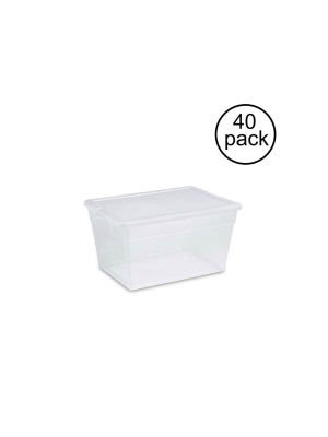 Sterilite 56 Quart Clear Plastic Storage Container Box And Latching Lid, 40 Pack