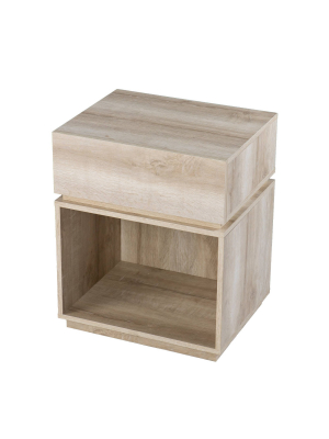 Gelday Side Table With Charging Station Whitewashed Oak - Aiden Lane