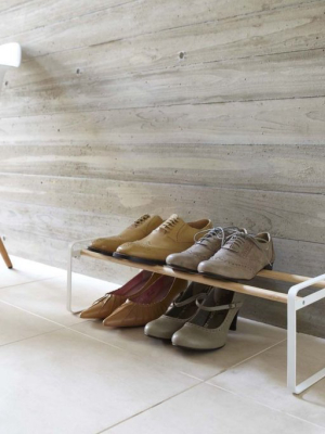 Plain Low-profile Shoe Rack - Wood And Steel In Various Colors And Finishes