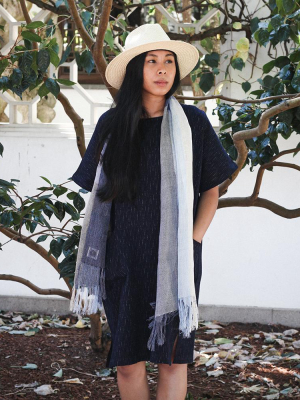 Oversized Pocket Dress, Indigo Faded Shima