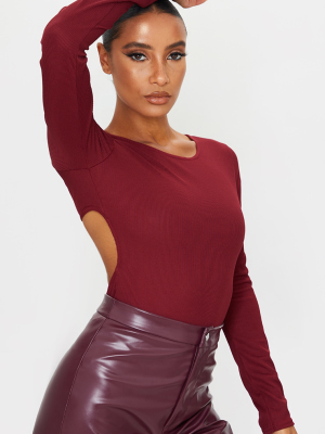 Chocolate Rib Cut Out Back Bodysuit