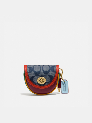 Saddle Bag Charm In Signature Chambray