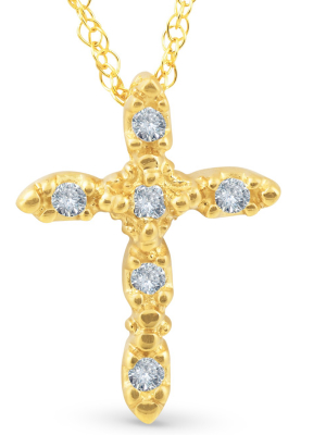 Pompeii3 1/5ct Diamond Cross Pendant 14k Yellow Gold 3/4" Tall