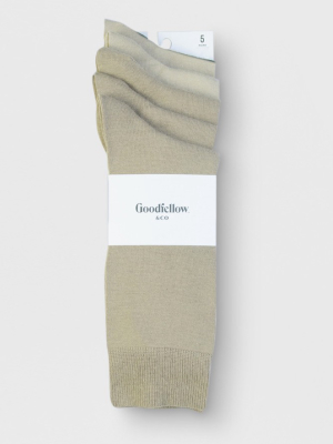 Men's Flat Knit Dress Socks 5pk - Goodfellow & Co™ Khaki 10-13
