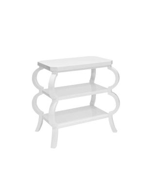 Olive Three Tier Side Table In White Lacquer