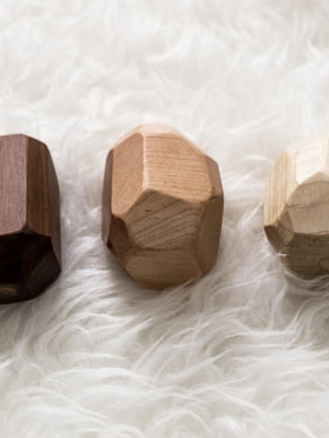 Three Piece Wooden Rattle Geode Set