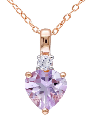 1.65 Ct. T.w. Rose De France And .15 Ct. T.w. Simulated Sapphire Necklace Pink Rhodium Plated Silver - Purple