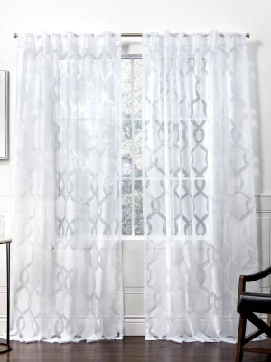 Rio Back Tab Sheer Window Curtain Panels White - Exclusive Home