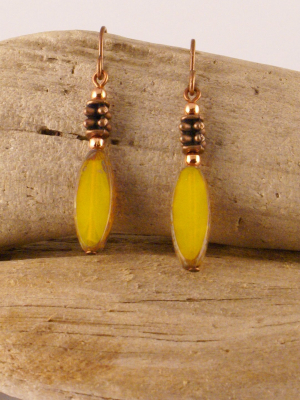 Yellow/green Long Oval Earrings