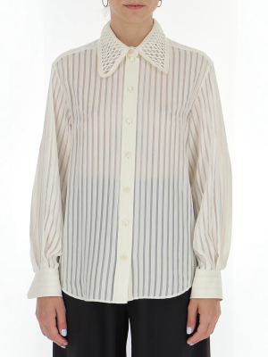 Chloé Stripe Panelled Collar Shirt