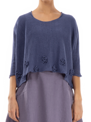 Flowers Decorated Violet Tulip Linen Jumper