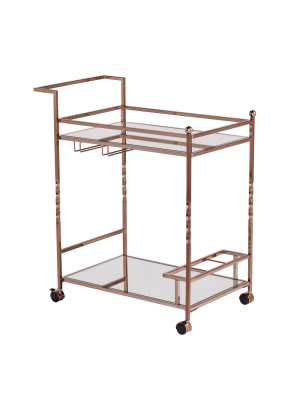 Iverson Metal Mirrored Bar Cart - Aiden Lane