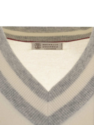 Brunello Cucinelli Ribbed V-neck Sweater