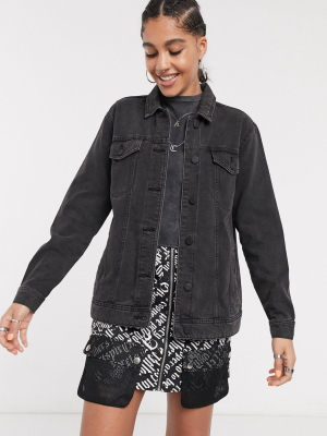 Noisy May Oversized Denim Jacket In Black