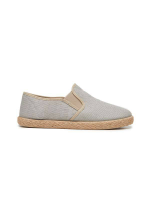 Linen Yute Slip-on Sneakers In Light Grey