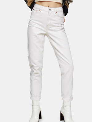 Ecru Mom Tapered Jeans